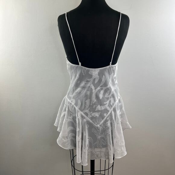 Fantasies by Morgan Taylor White Lingerie Lace Sleeveless V-Neckline Sz S Small - Picture 5 of 7